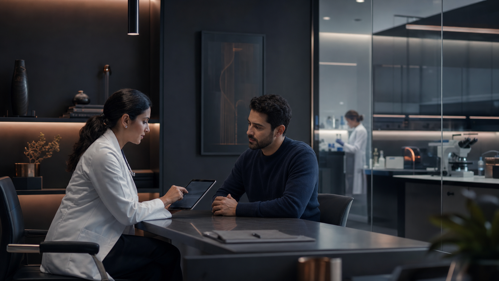 Doctor guiding a patient through connected care with MyPrexi